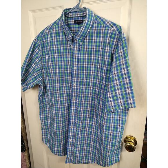 Croft&Barrow Men's XL Shirt Blue Green Plaid Collared Button Shirt Sleeve - Picture 2 of 10